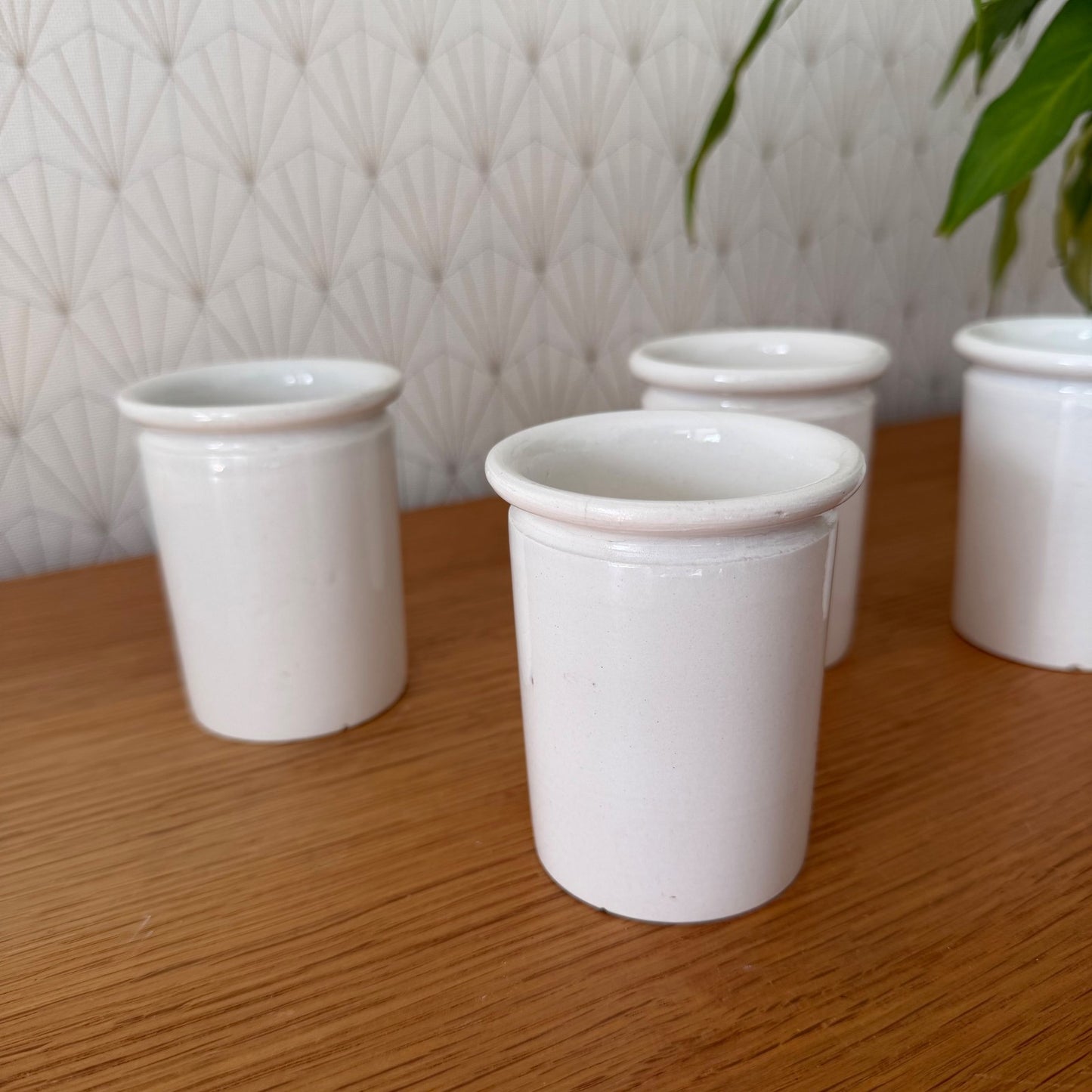 Vintage French Confit Pots White Ceramic Stoneware Jam Jars Set 1602257 Unmarked