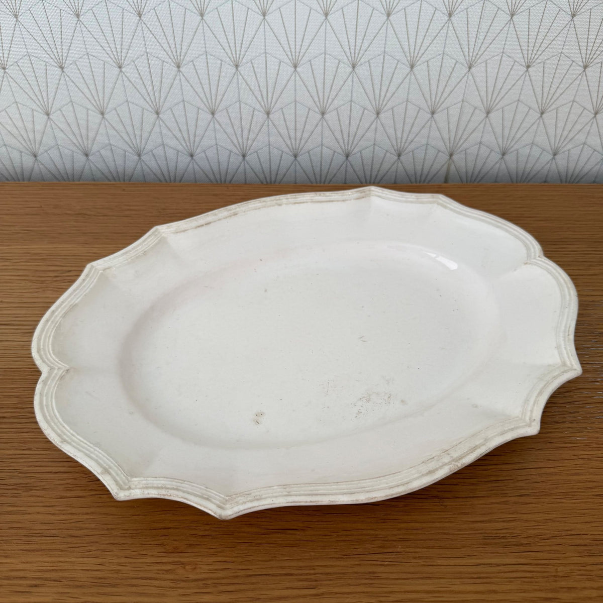 French Ironstone Oval Platter White Serving Dish Antique 04092628
