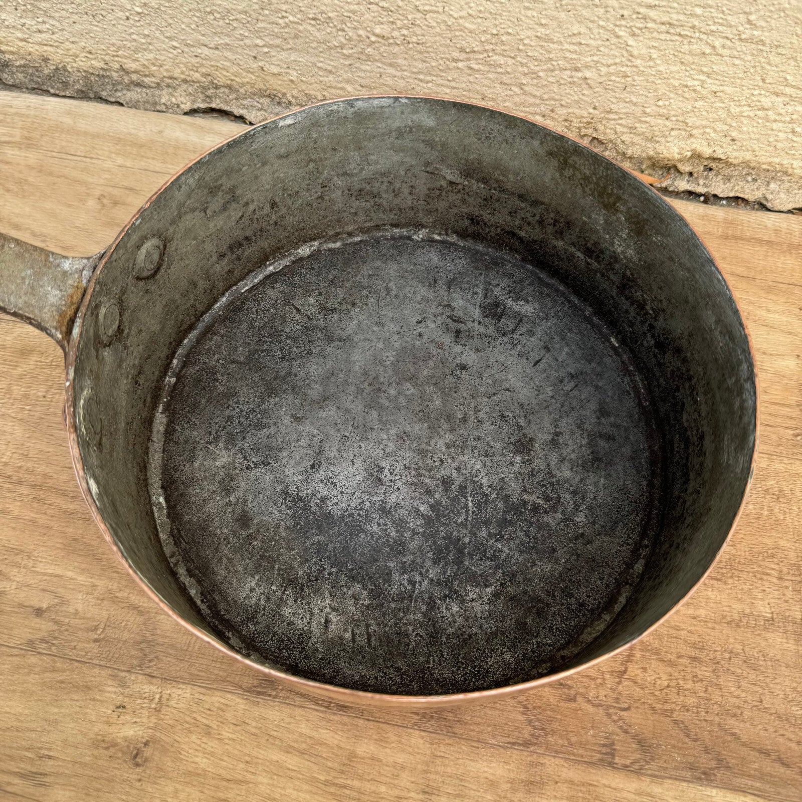 Antique French Copper Saucepan Cast Iron Handle Tin Lined 29082411 Unbranded