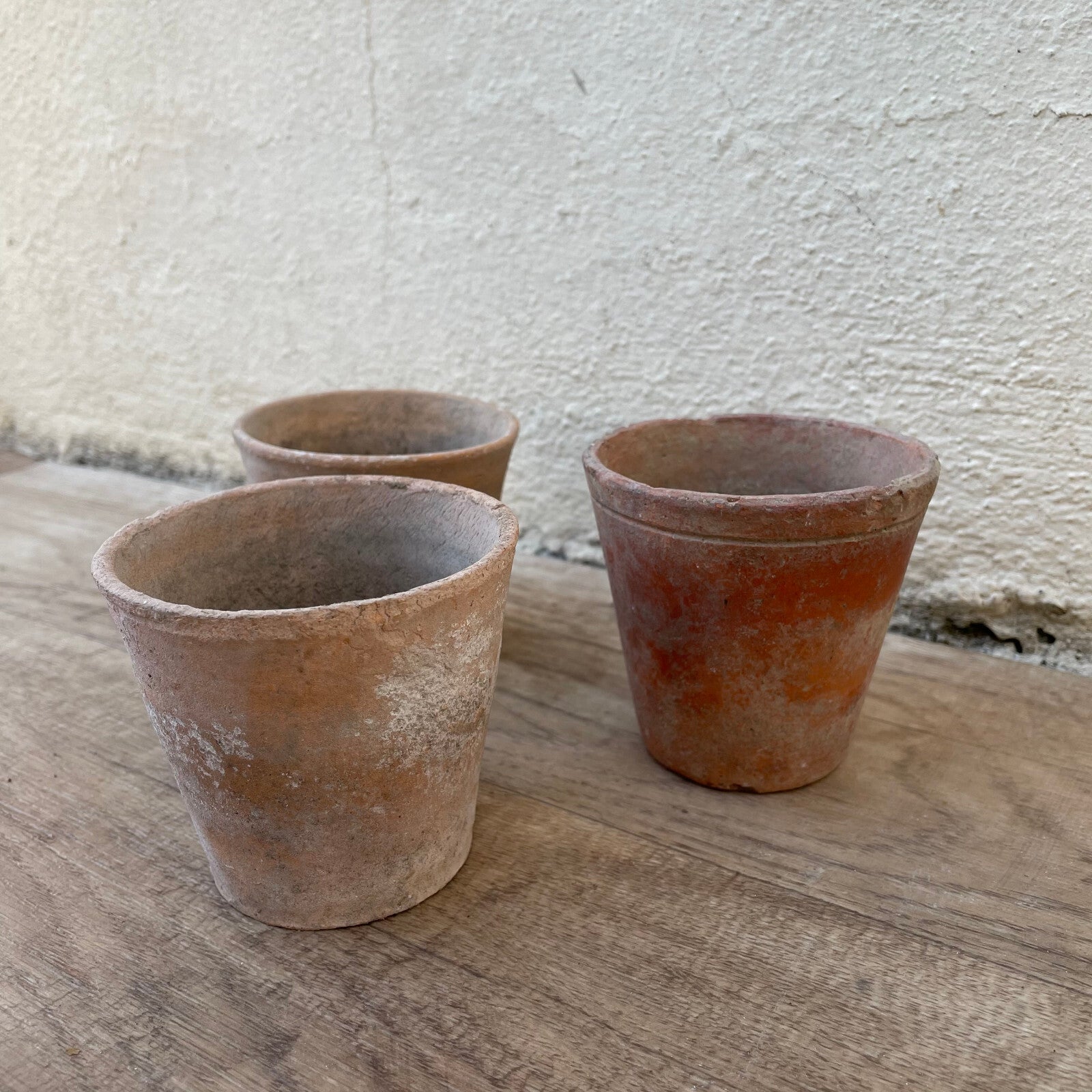 Vintage French Lot of 3 Terracotta Pots Planter Flowers 2504251 Fleamarketfrance