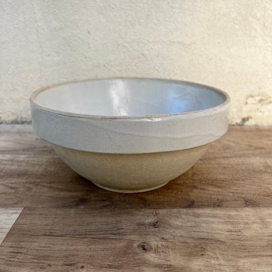 French Stoneware Bowl Vintage Mixing Pottery 8.25" Country Style 0610248 Fleamarketfrance