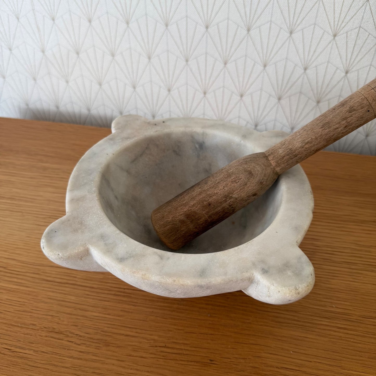 French Marble Mortar And Pestle Set Natural White Stone Kitchen 10062618 Does not apply
