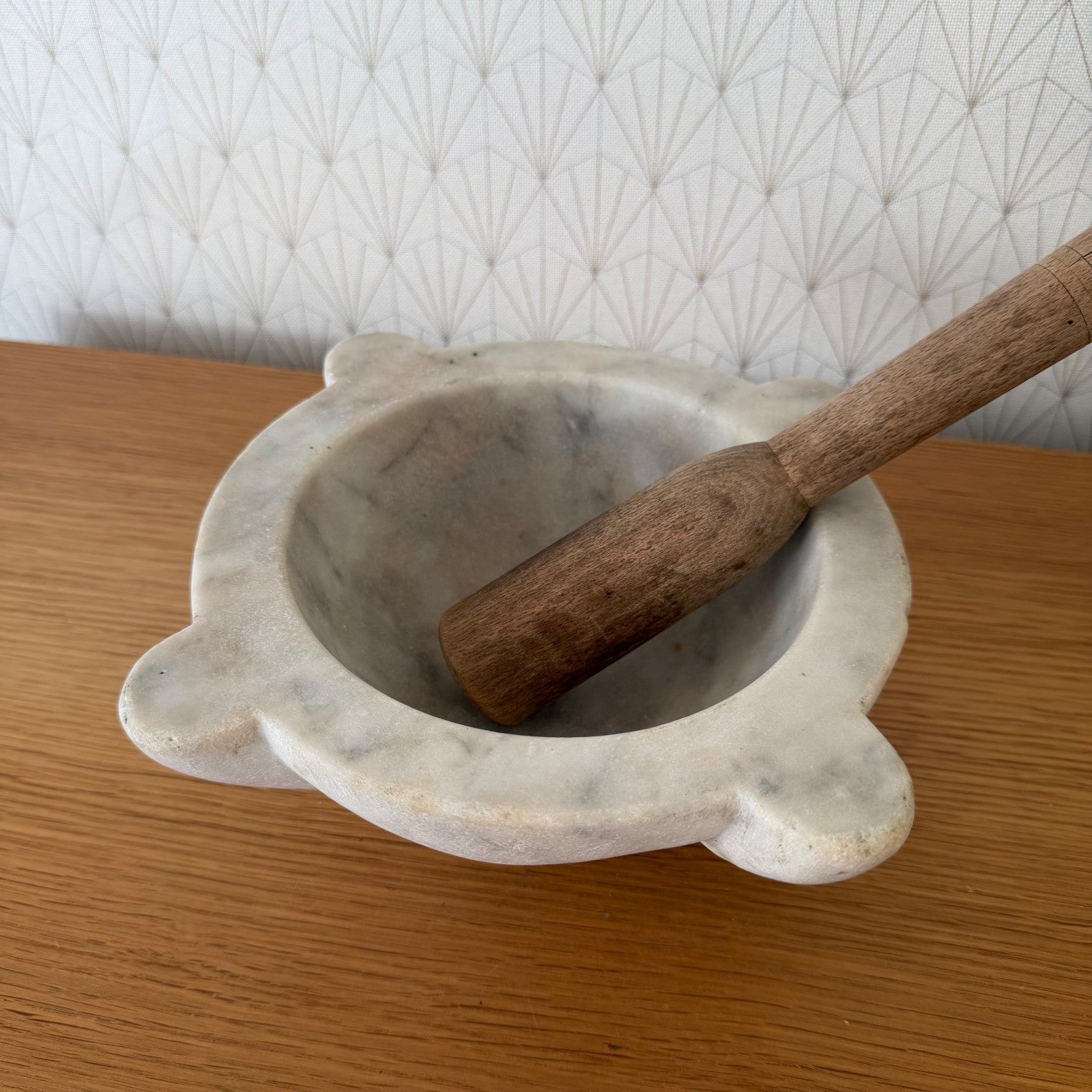 French Marble Mortar And Pestle Set Natural White Stone Kitchen 10062618 Does not apply