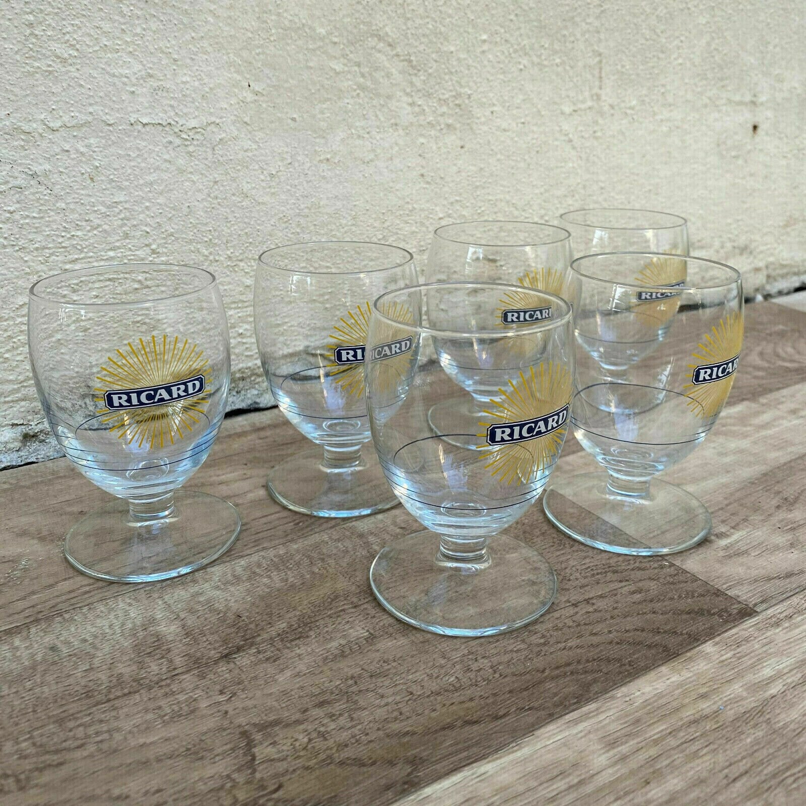Vintage Ricard Pastis Glasses French Aperitif Stemware Set of 6 0305261 Ricard