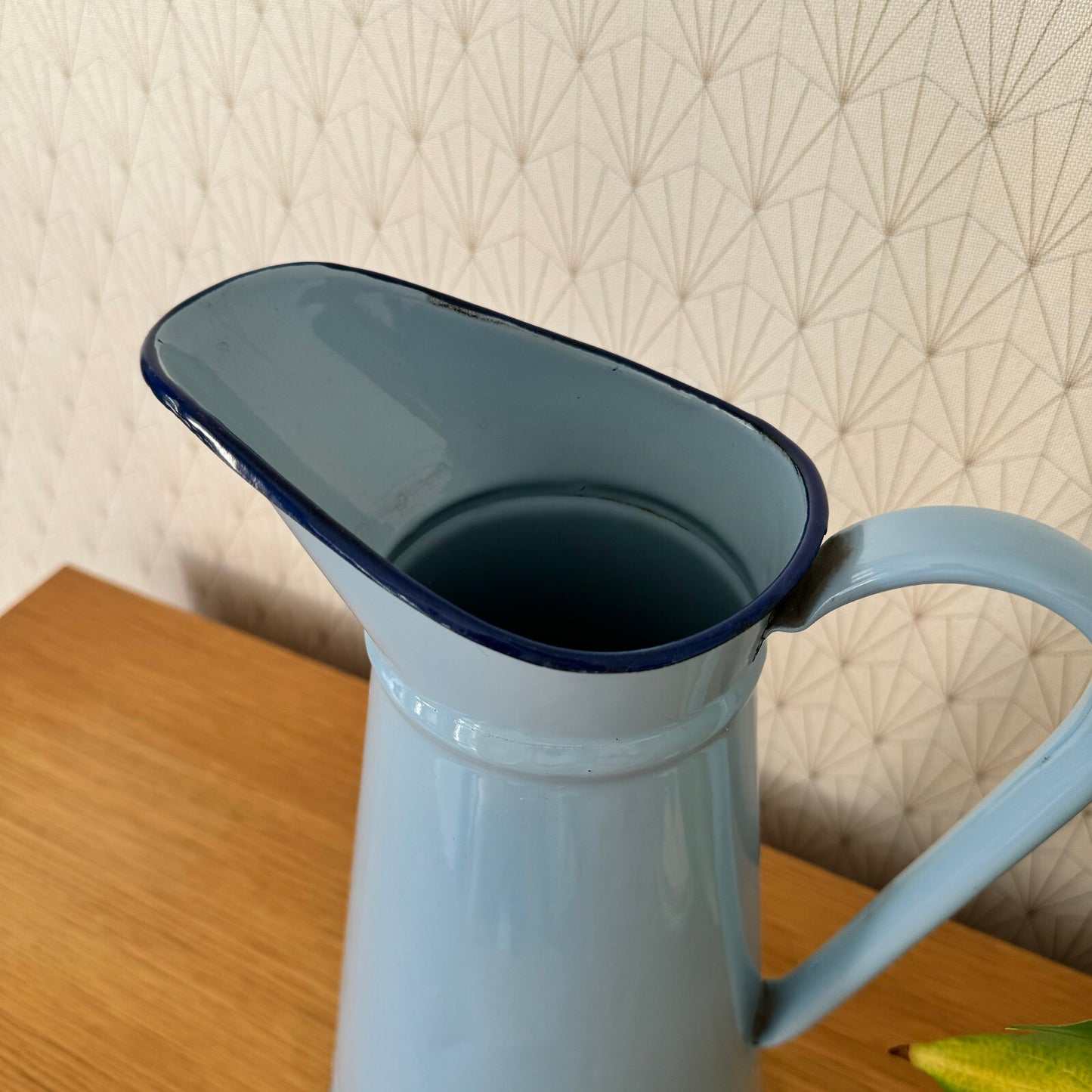 French Enamel Pitcher Blue Water Jug Vintage Enamelware Kitchenware 1506249 Fleamarketfrance
