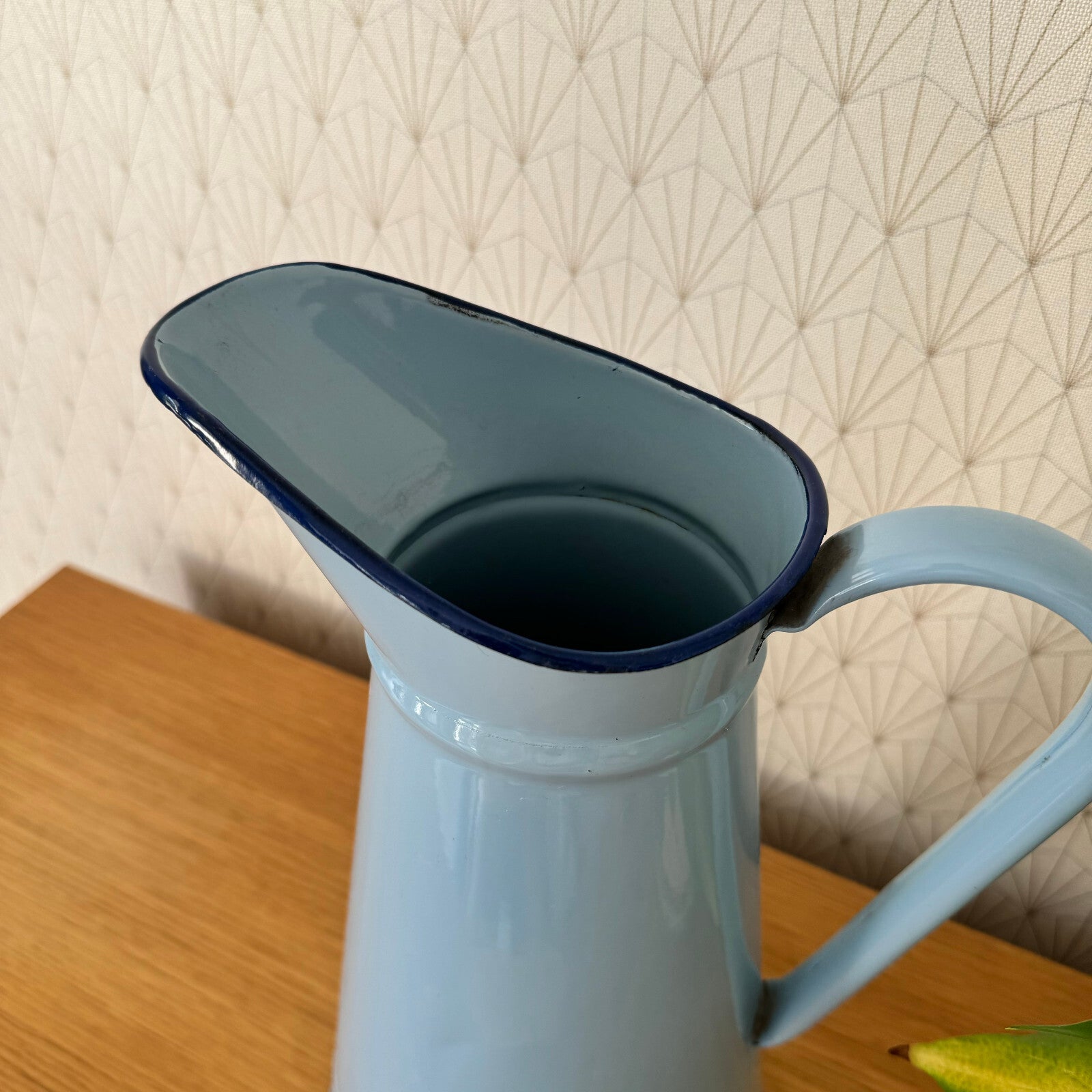 French Enamel Pitcher Blue Water Jug Vintage Enamelware Kitchenware 1506249 Fleamarketfrance