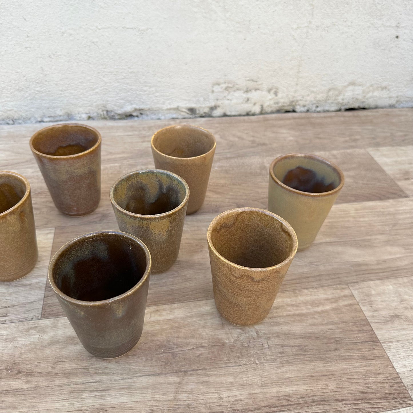 French Stoneware Cups Digoin Pottery Vintage Set of 10 Grespots 2711235 Digoin
