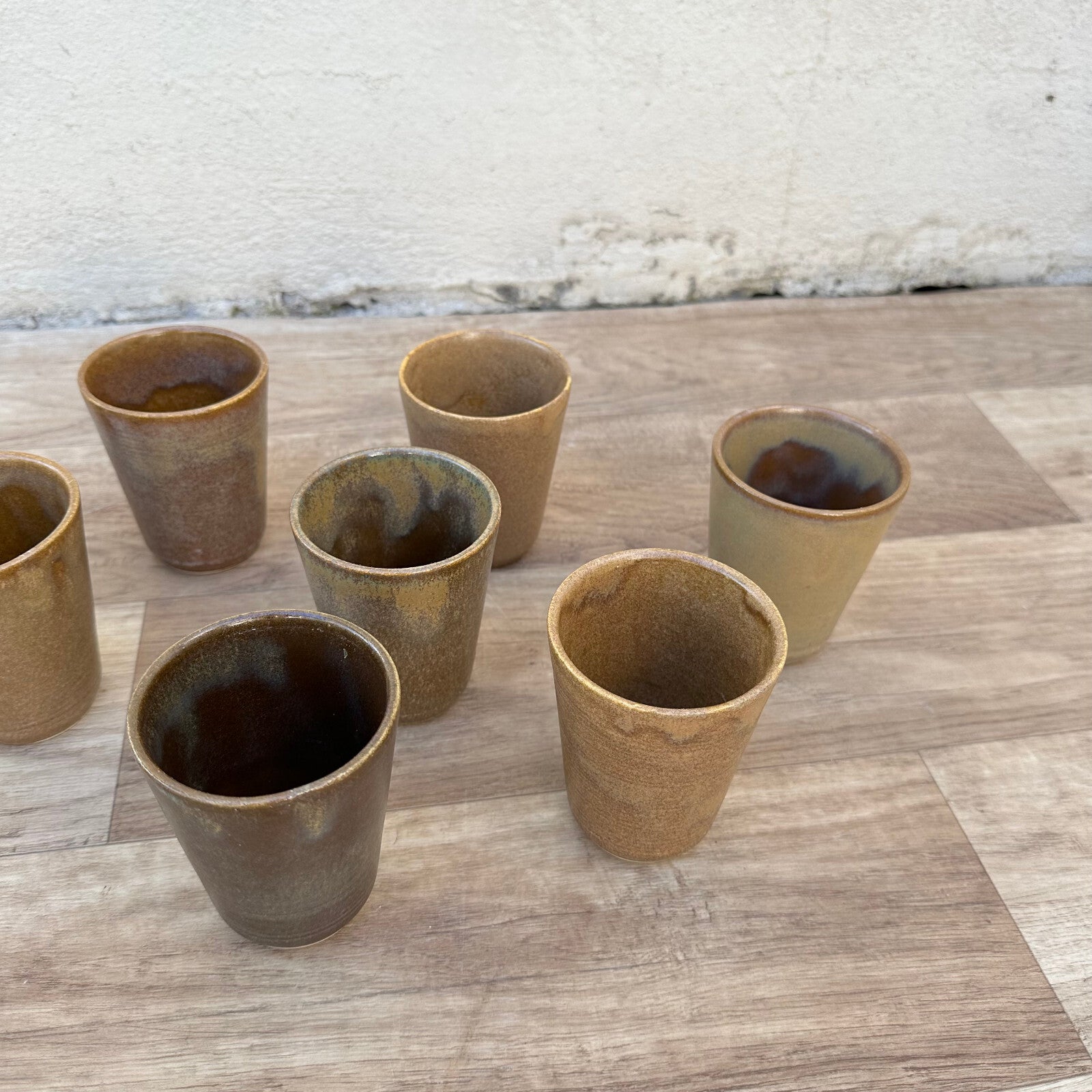French Stoneware Cups Digoin Pottery Vintage Set of 10 Grespots 2711235 Digoin