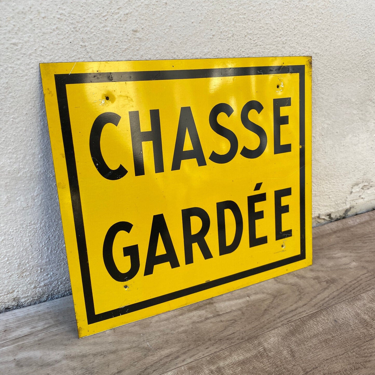 Vintage French Chasse Gardee  no hunting  metal painted sign 03102215 - Fleamarketfrance