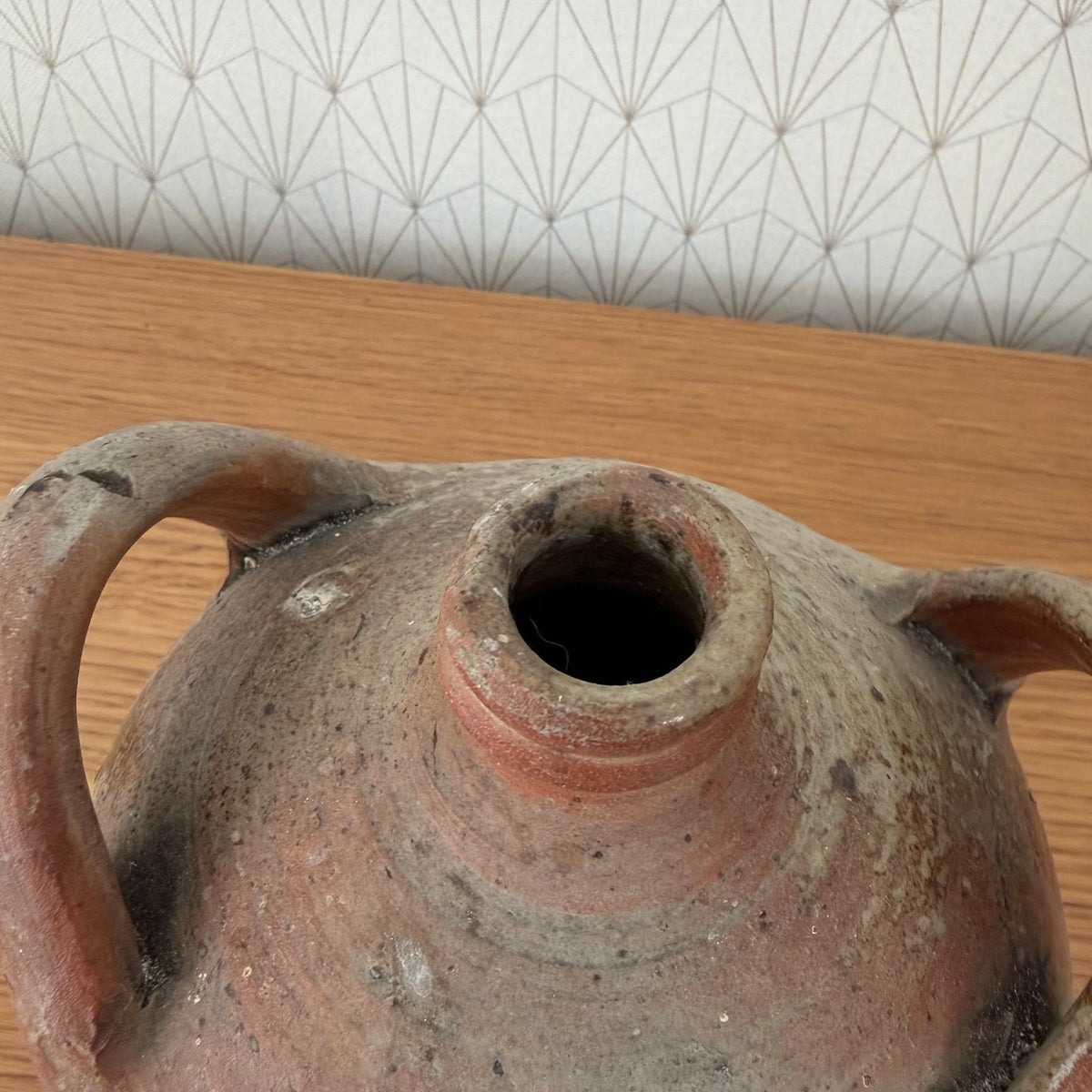 Antique French Stoneware Jug Handmade Earthenware Pitcher Pottery 04092619