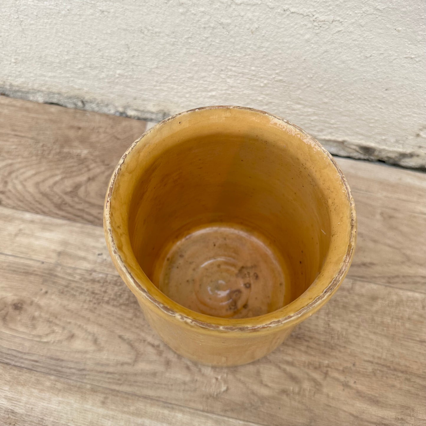 HANDMADE GLAZED YELLOW FRENCH CONFIT JAM POT SMALL TERRACOTTA 6" 13082516*