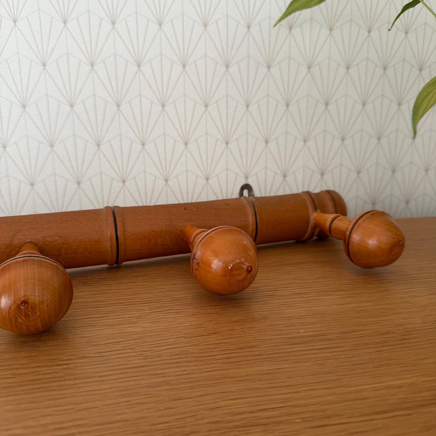 French Faux Bamboo Coat Rack 5 Peg Wall Hanger Vintage 1930s 2101262 Unbranded