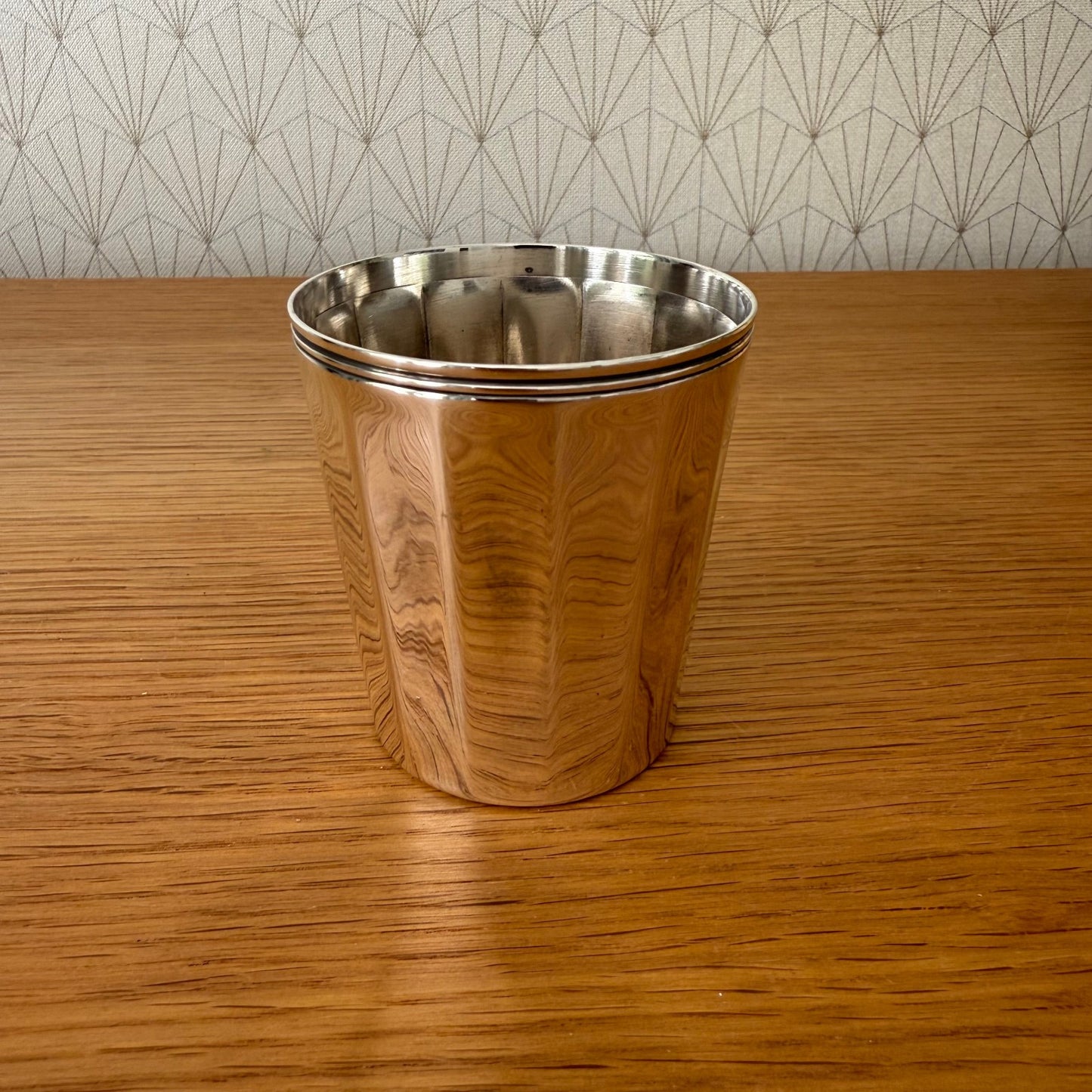 Christofle Silver Plated Timbal Cup Feather Pattern French Vintage 0608252 Christofle