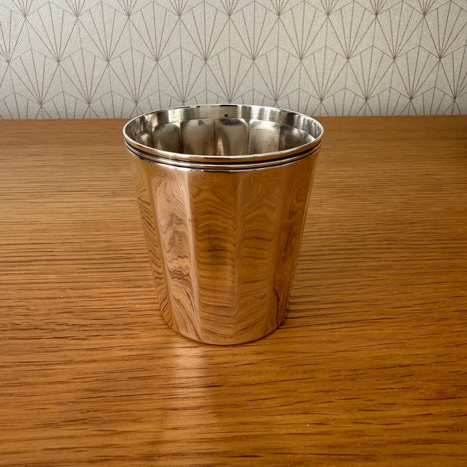 Christofle Silver Plated Timbal Cup Feather Pattern French Vintage 0608252 Christofle