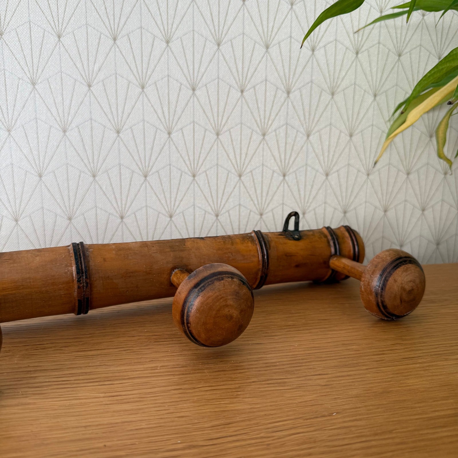 Antique Wooden French Coat Hook Hat 4 Pegs Hanger Faux Bamboo rack 0307256 Unbranded