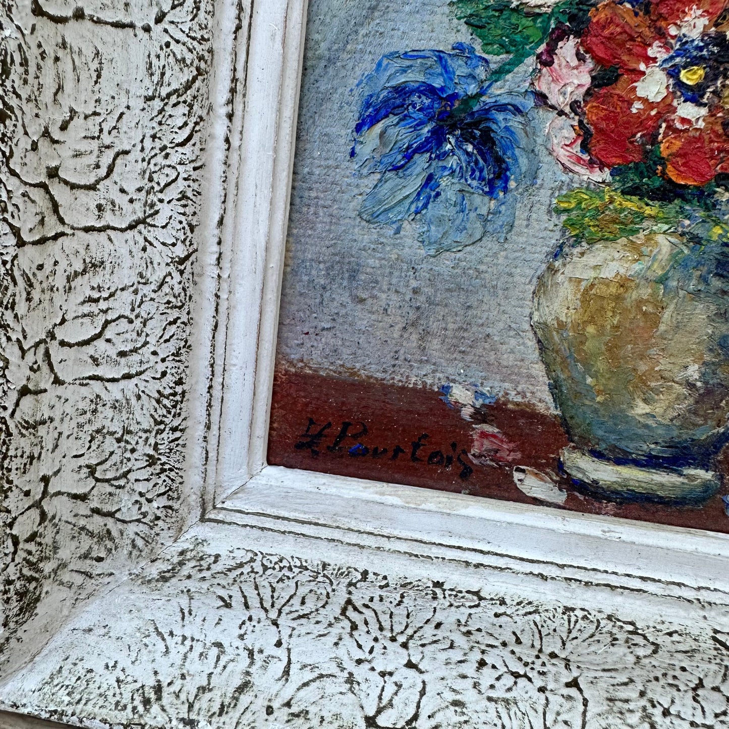 French Floral Oil Painting Still Life Flowers Signed Vintage Frame 2006241 Fleamarketfrance