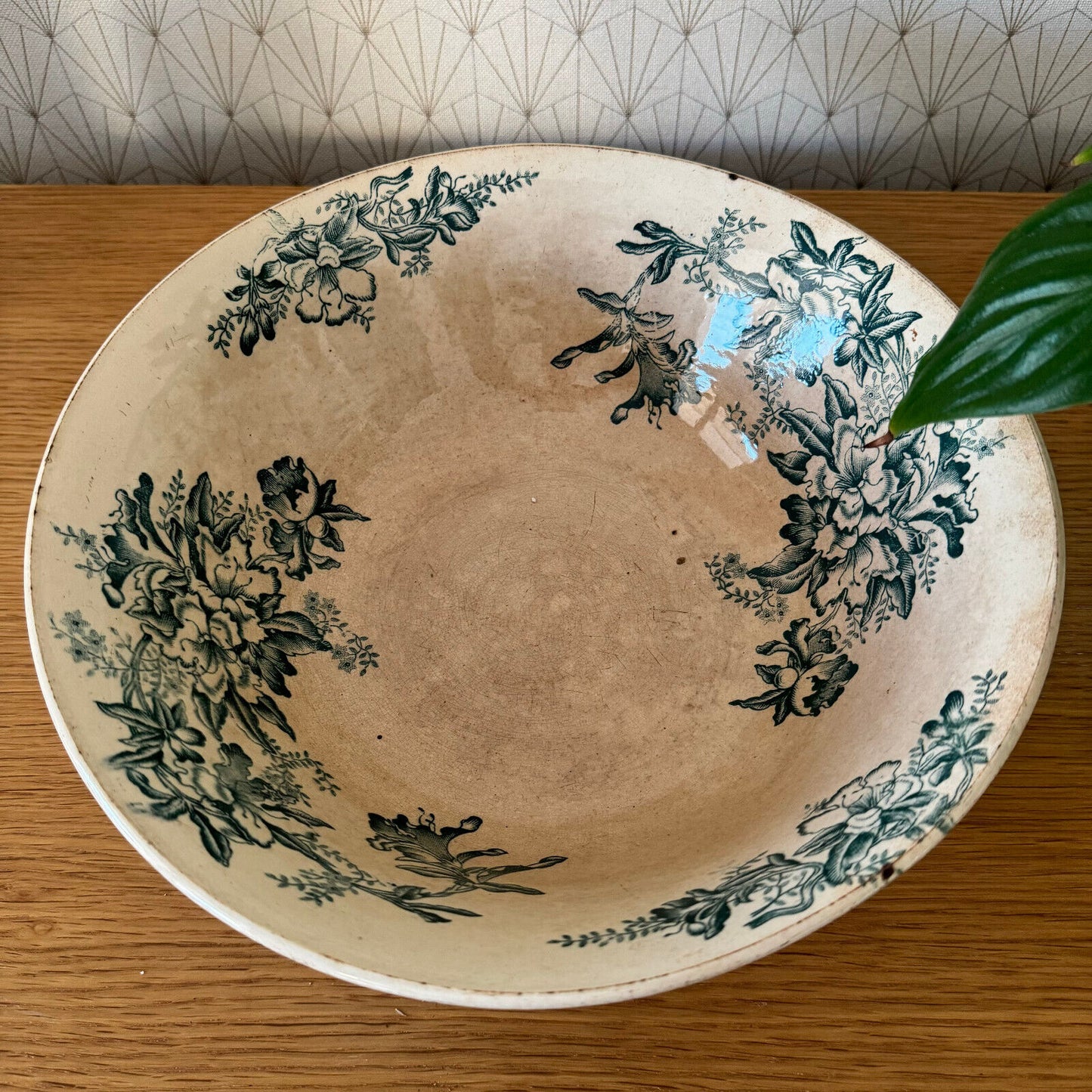 Vintage White Ironstone Bowl fruits Patina French Farmhouse Floral  0703248 - Fleamarketfrance