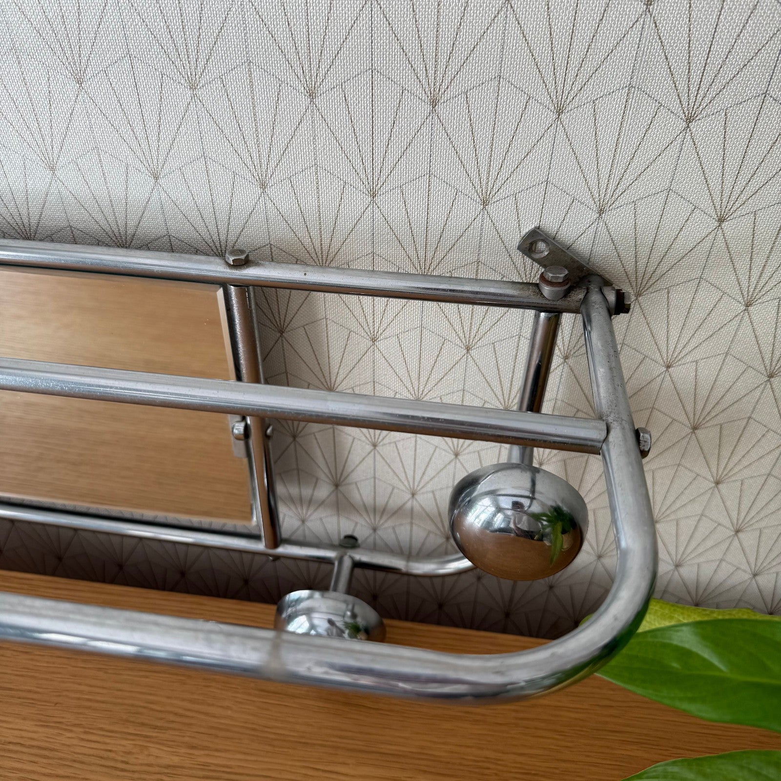Vintage French Metal 4 Hook Coat Rack/Wall-Mounted Mirror Storage 0407251 Unbranded