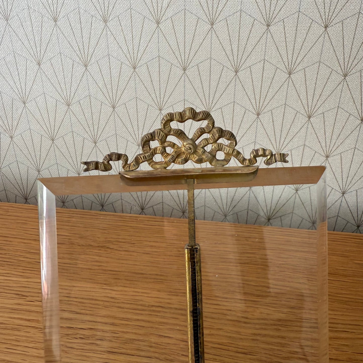 Vintage french Brass Frame Glass photo Ribbon 6 1/4" x 4 1/2"  0211251