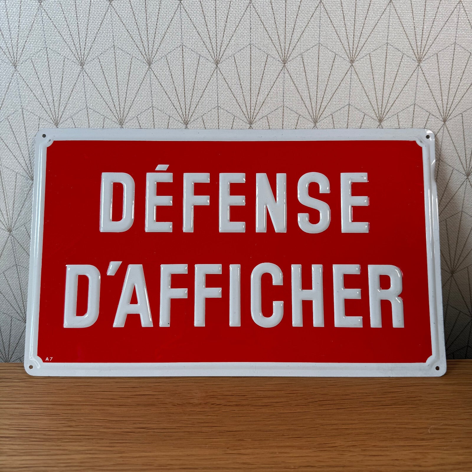 Vintage French Street Sign Metal Plaque Defense D'Afficher Red 2212243 Fleamarketfrance
