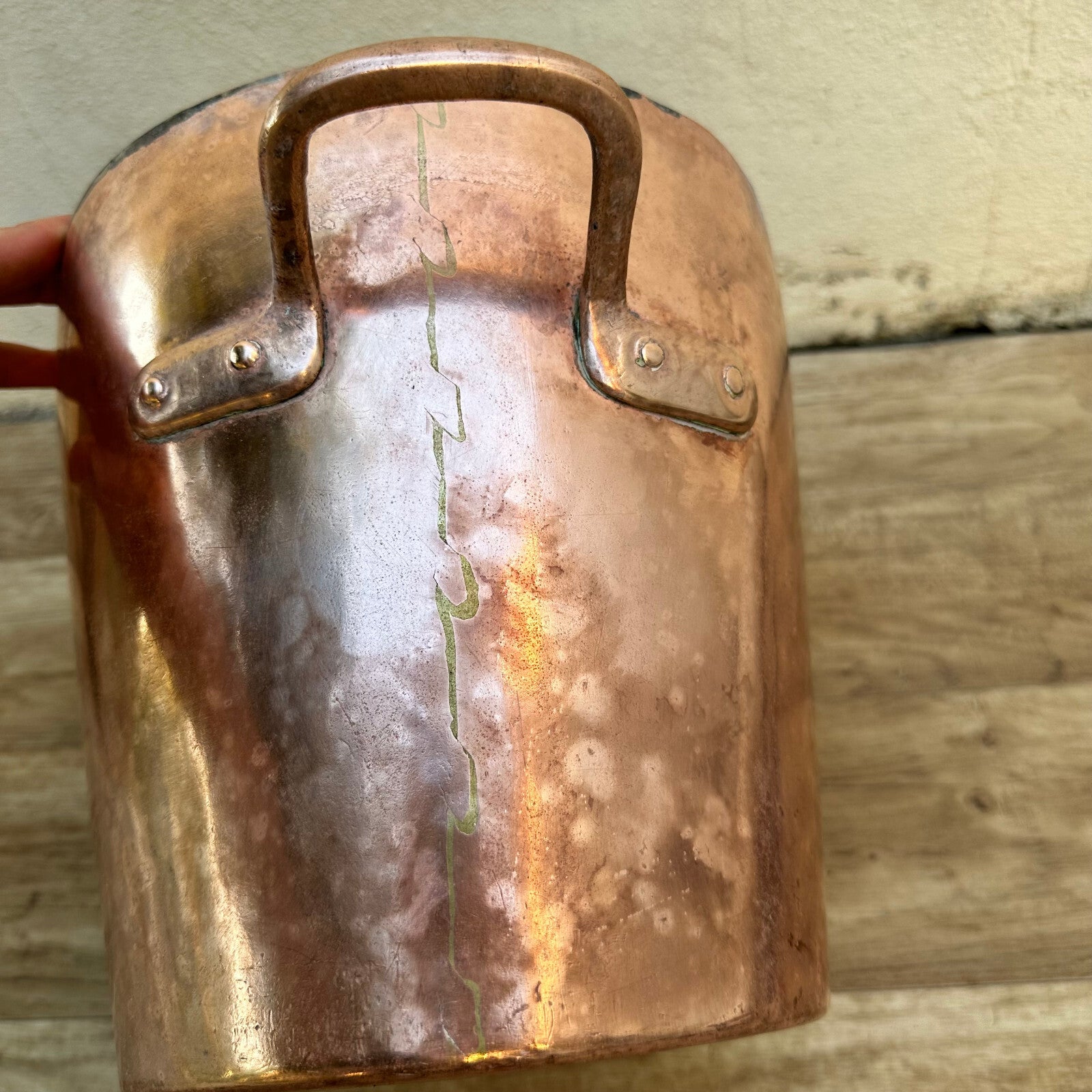 French Copper Bucket Antique Dovetailed Farmhouse Kitchen Pail 1308255* Fleamarketfrance