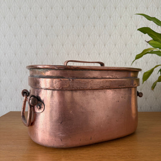 Antique dovetailed Daubiere French stock pot Copper Cookware 13 3/4" 2002251 - Fleamarketfrance