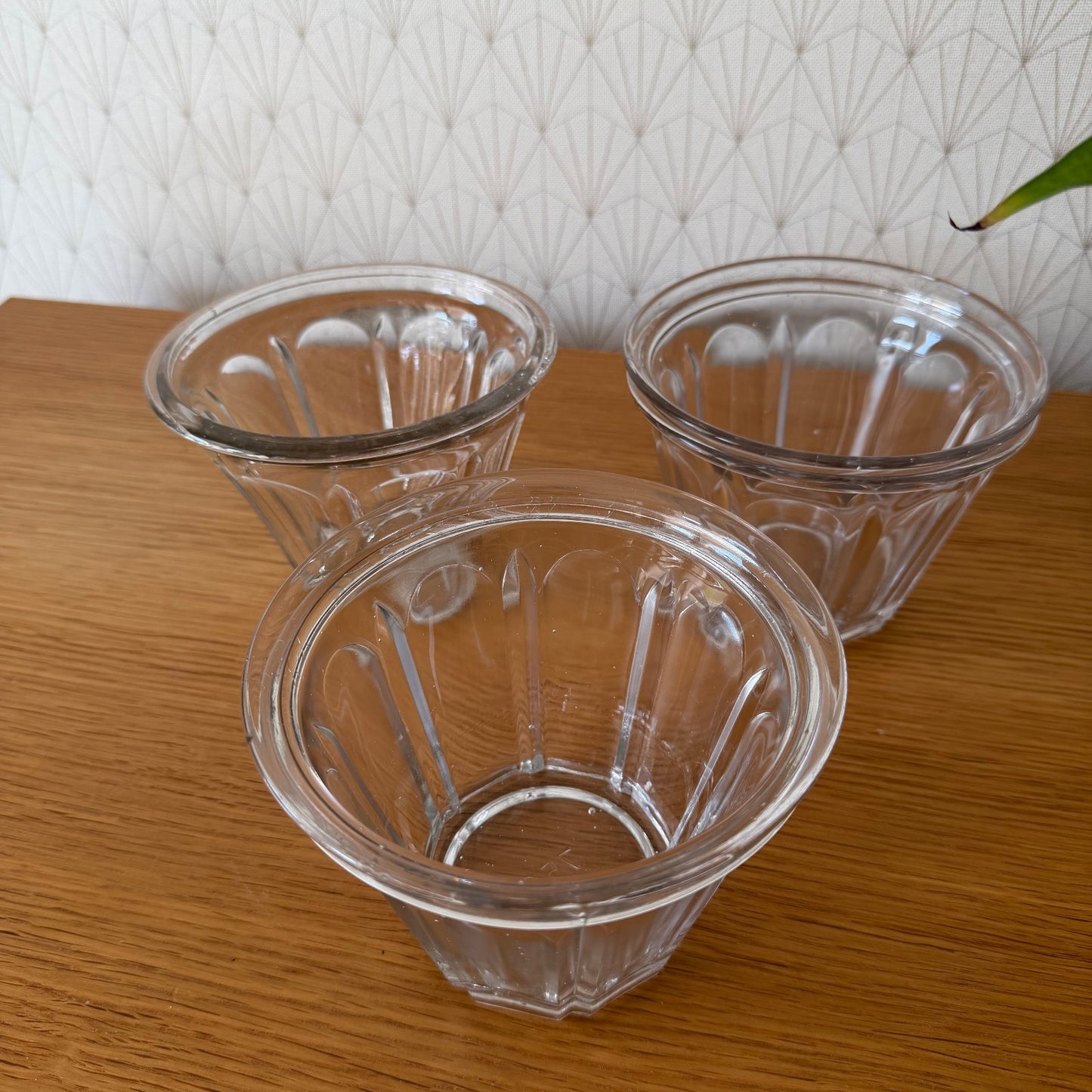 3 Large Vintage French Glass Jam Jelly Jar Pot Faceted Preserving Glass 1812253 Fleamarketfrance : French vintage and antique decor