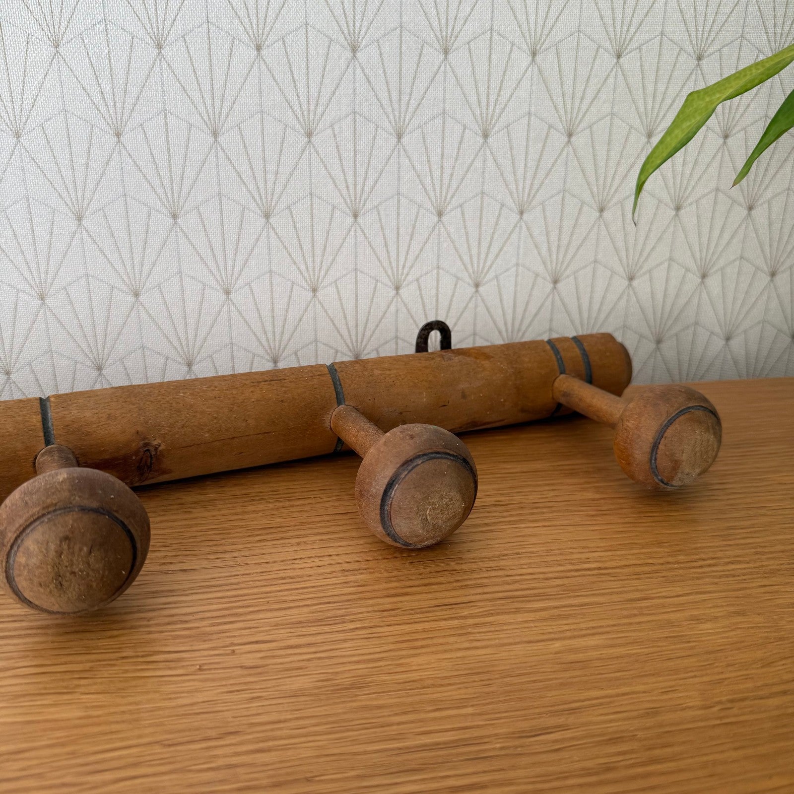 Antique Wooden French Coat Hook Hat 5 Pegs Hanger Faux Bamboo rack 0407253 Unbranded