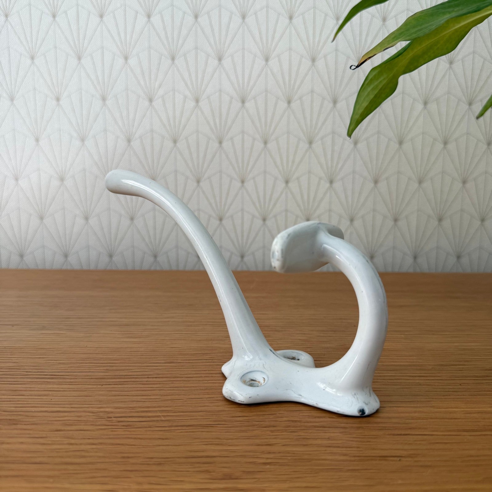 Vintage French Porcelain Wall Hook White Coat Hanger 1930s 08072511 Unbranded