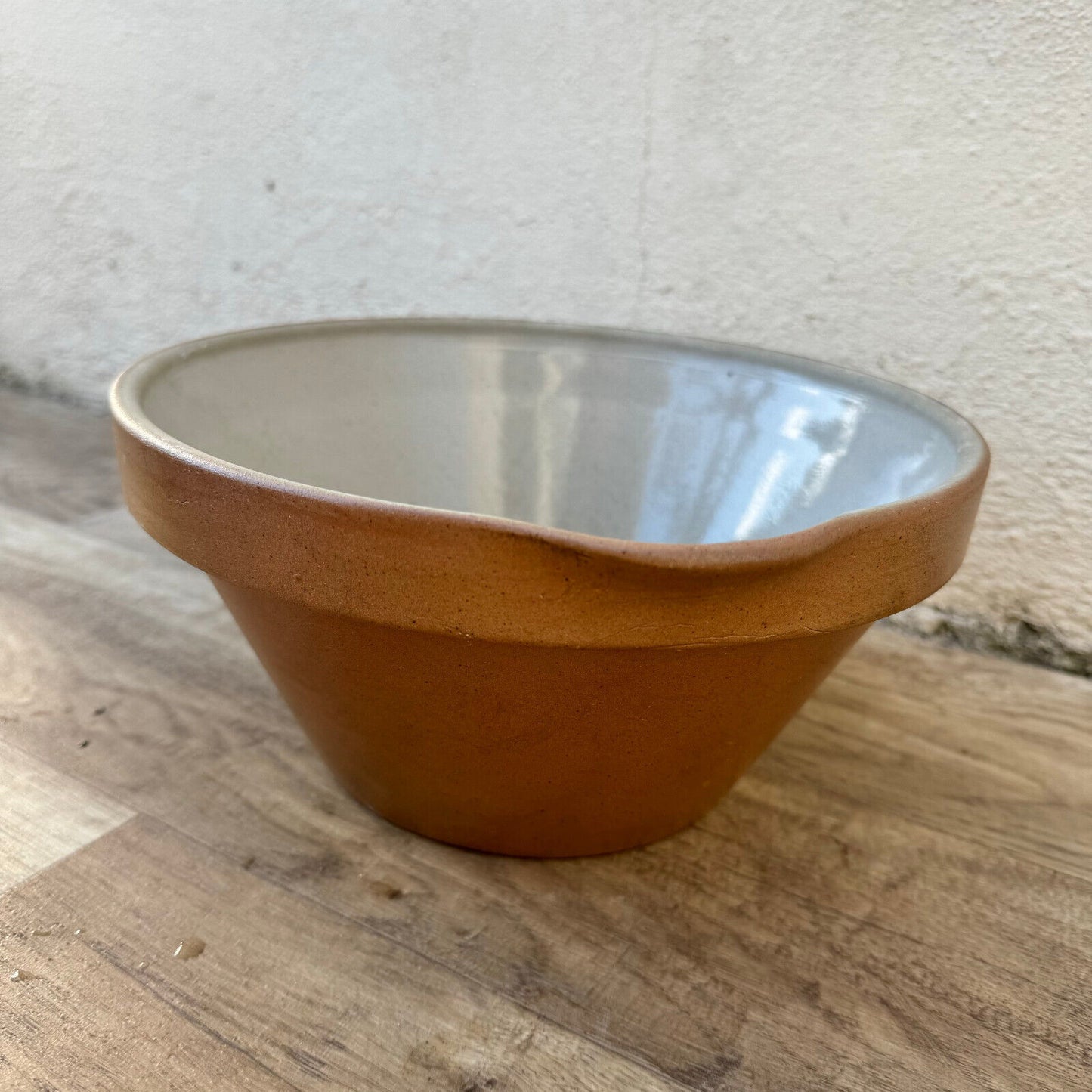 VINTAGE FRENCH GLAZED STONEWARE SALAD MIXING BOWL TERRINE TIAN 9" 0911239 - Fleamarketfrance