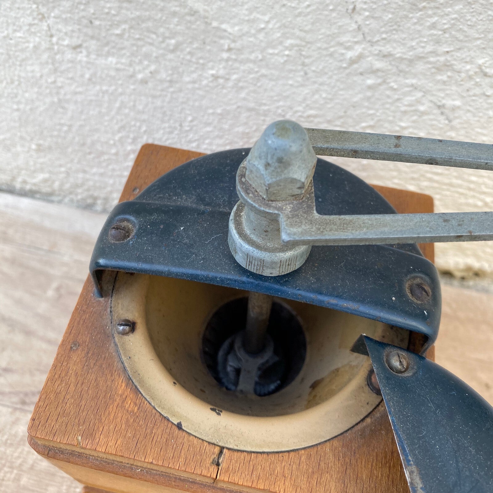 Vintage Peugeot Coffee Grinder French Blue Cast Iron Wood Mill 05082222 Peugeot Freres