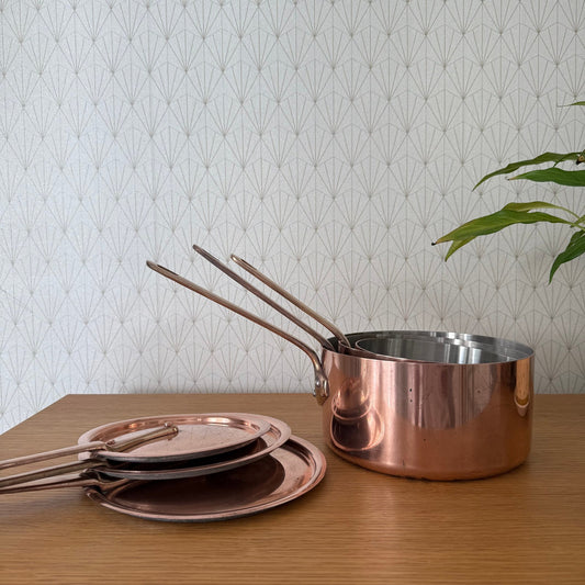 Vintage set of 3 pans with lids culinair French Copper 30082512