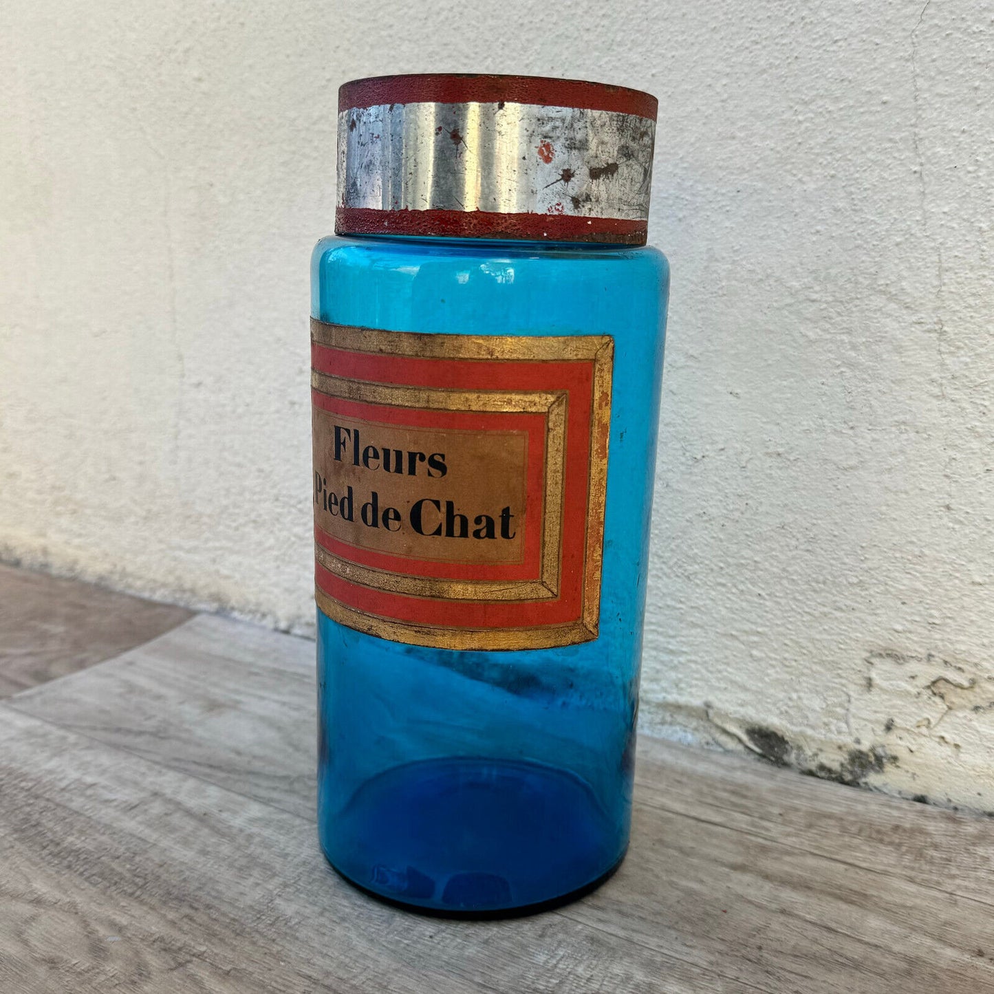 19c. Blue French Apothecary Pharmacy Jars w/Paris Labels 0105243 - Fleamarketfrance