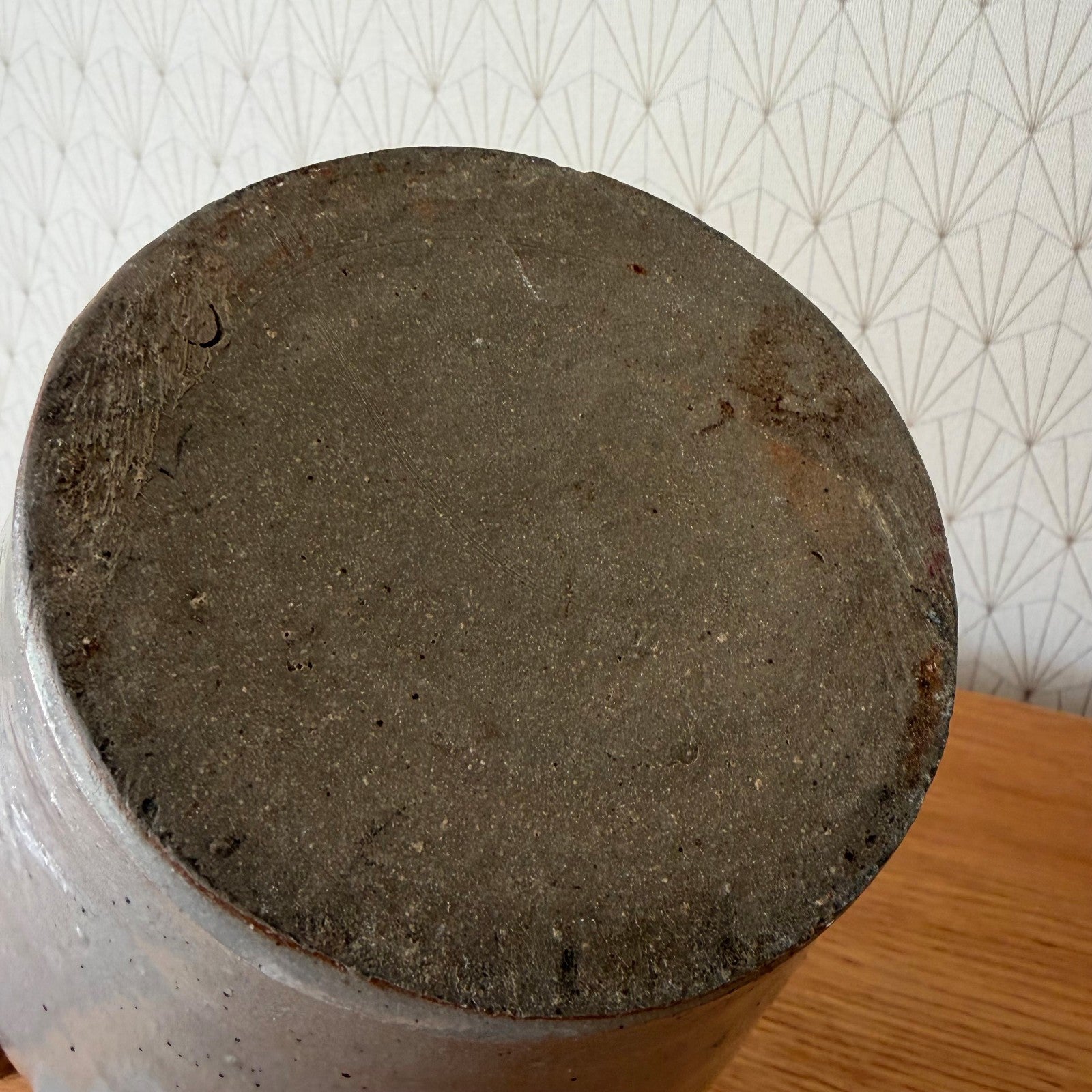 French Confit Pot Grey Stoneware Crock Two Handles Vintage 1812251 Unmarked