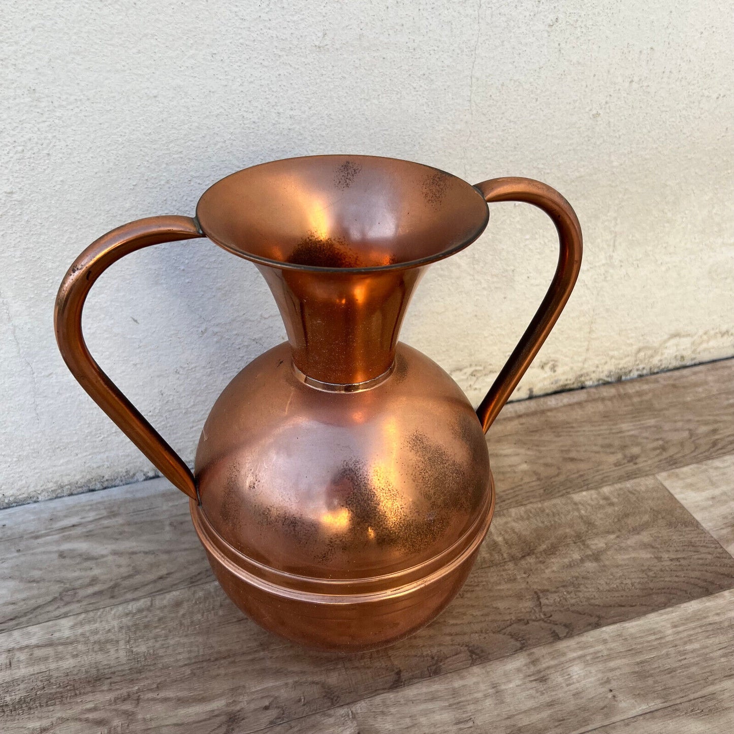 Vintage French Villedieu Copper  Flower Vase Pitcher stamped 12" 26052227 - Fleamarketfrance