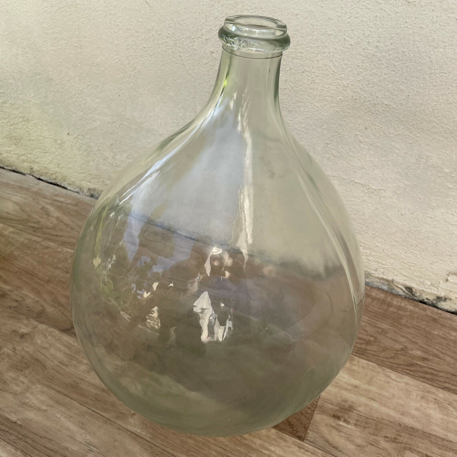 Old French clear glass Dame Jeanne Demi John Bottle bonbonne 1003225 - Fleamarketfrance