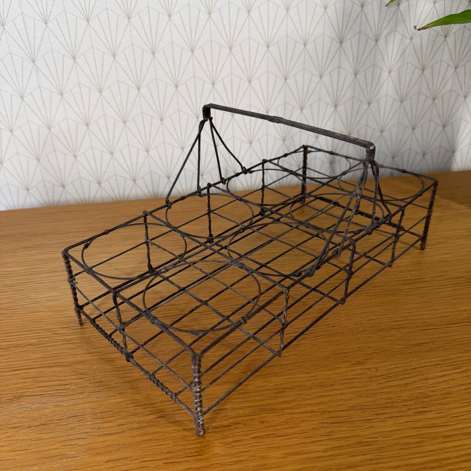 Vintage Wire Basket Carrying Caddy With Handle for 8 Glasses 2201264 Unbranded