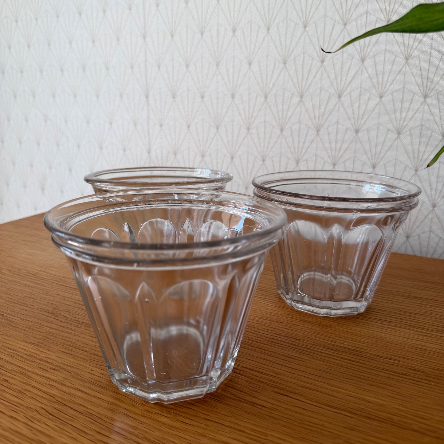 3 Large Vintage French Glass Jam Jelly Jar Pot Faceted Preserving Glass 1812253 Fleamarketfrance : French vintage and antique decor