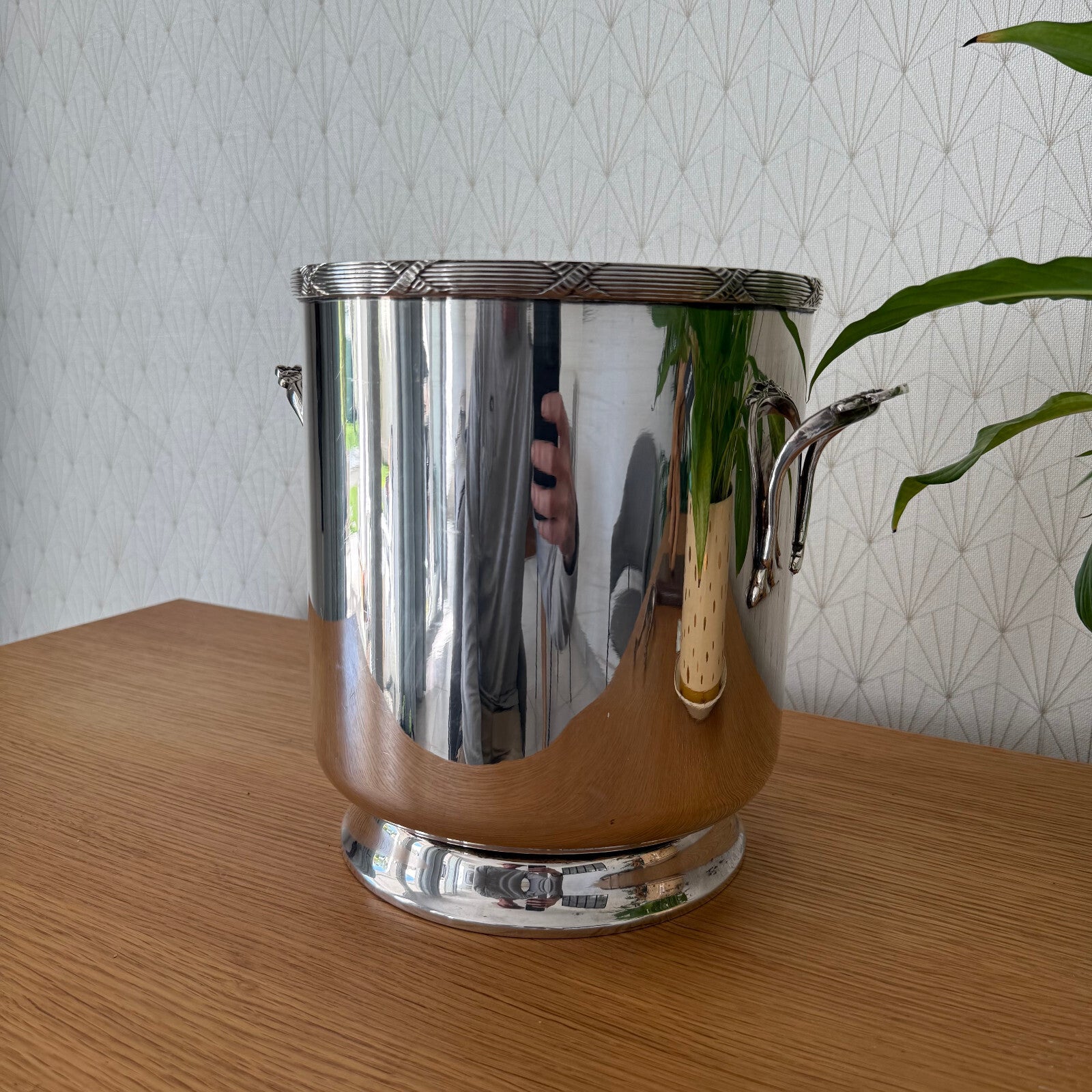 French Silver Plated Ice Bucket Champagne Cooler Ornate Handles 090426 Unbranded