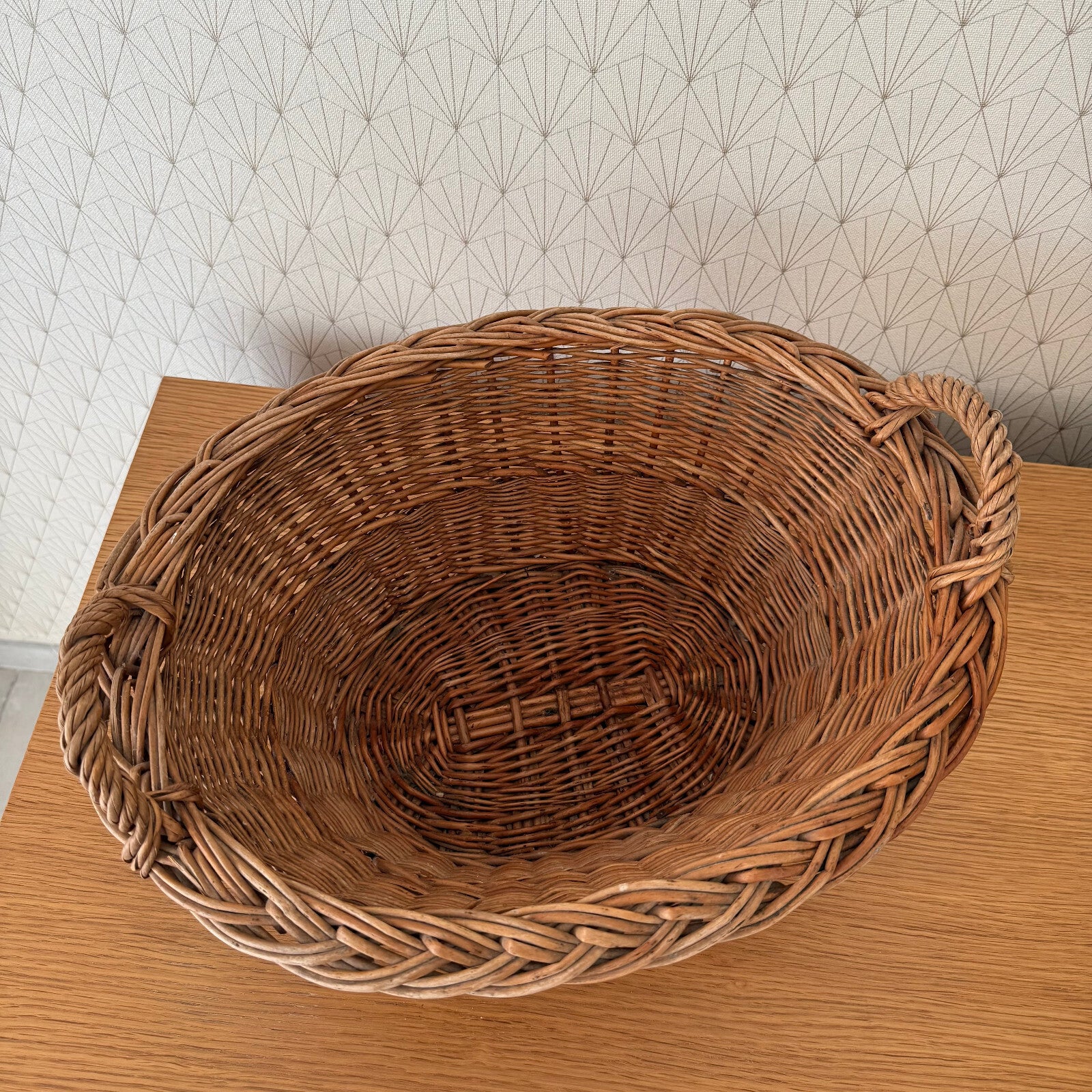 French Wicker Basket Vintage Rattan Laundry Storage Handles 1102252 Unbranded