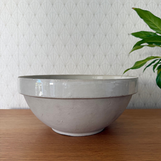 VINTAGE FRENCH STONEWARE SALAD MIXING BOWL TERRINE 13" 1904255