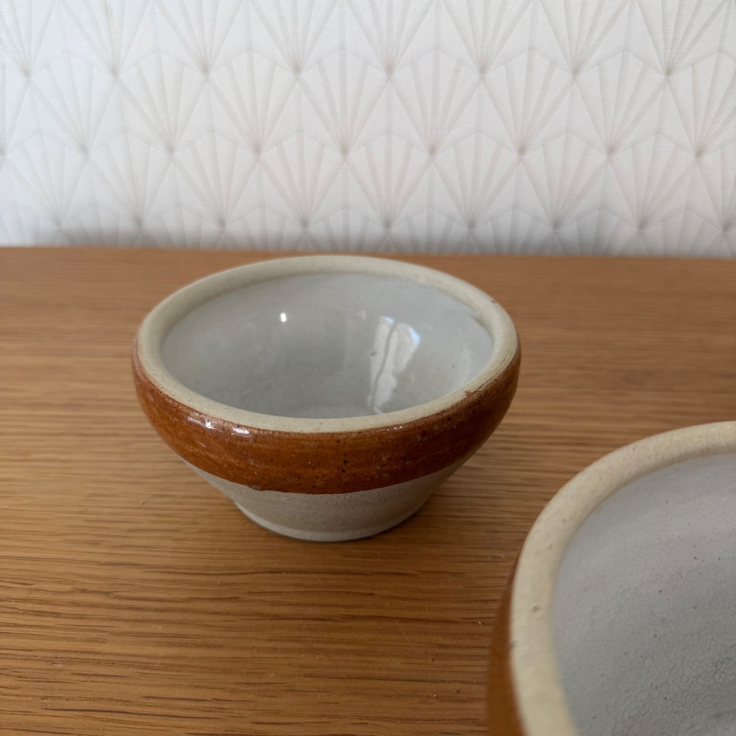 French Stoneware Bowls Vintage Farmhouse Ceramic Set of 3 01072617 Unmarked
