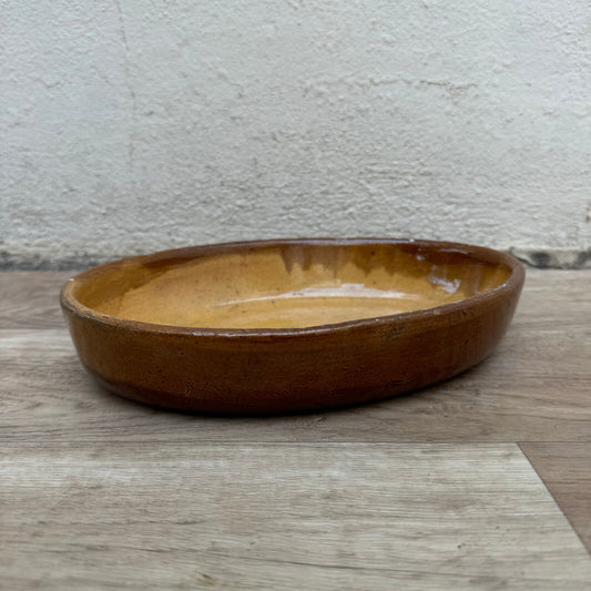Vintage France Handmade French Bakeware 9” terrine plate gratin oval 19092410 La Bourguignonne France