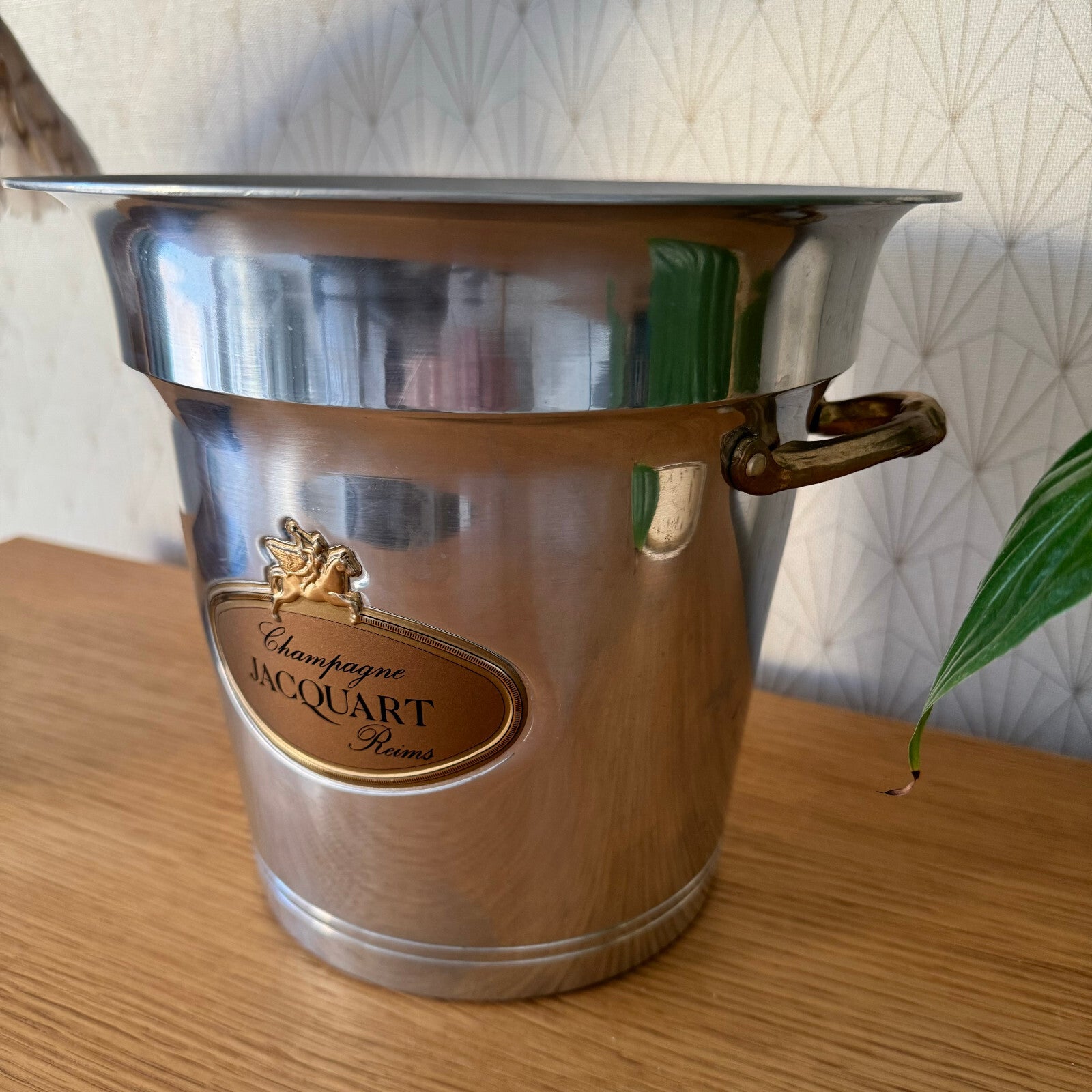 French Champagne Ice Bucket Jacquart Reims Silver Metal Vintage 0208247 Jacquart