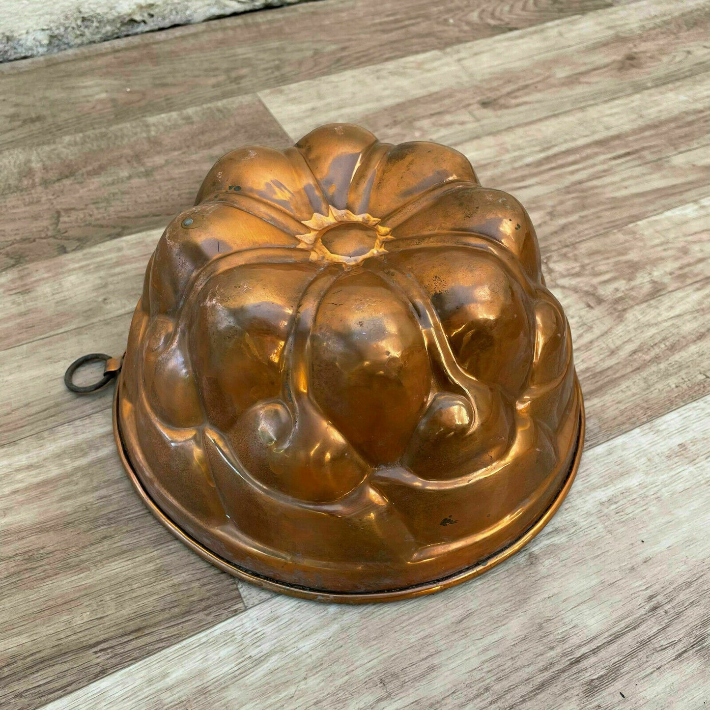 French Copper Bundt Mold Tin Lined Vintage Cake Pan Fluted Jelly 24072122 Unbranded
