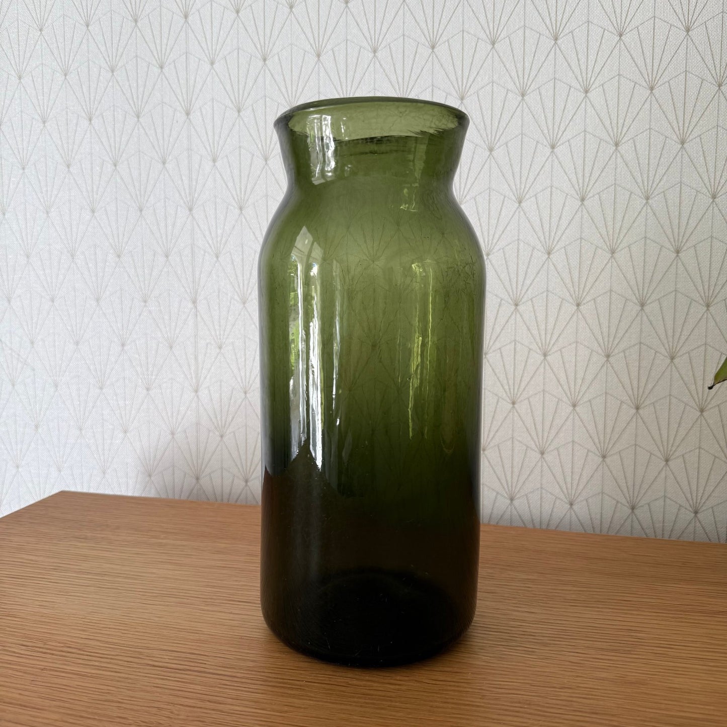 Antique French Hand Blown Green Glass Pickling Truffle Bocal Jar 11 1/2"08092510