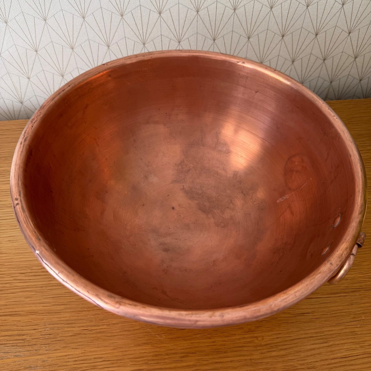 Vintage French Copper Bowl Villedieu Mauviel Cul de Poule Mixing 0405266 Antique