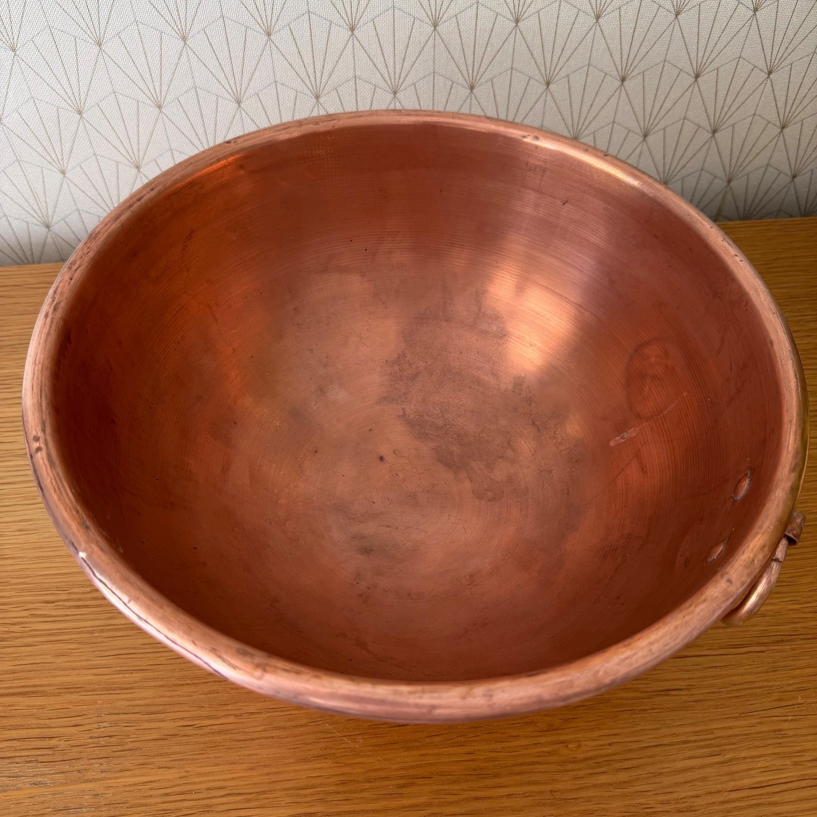 Vintage French Copper Bowl Villedieu Mauviel Cul de Poule Mixing 0405266 Antique