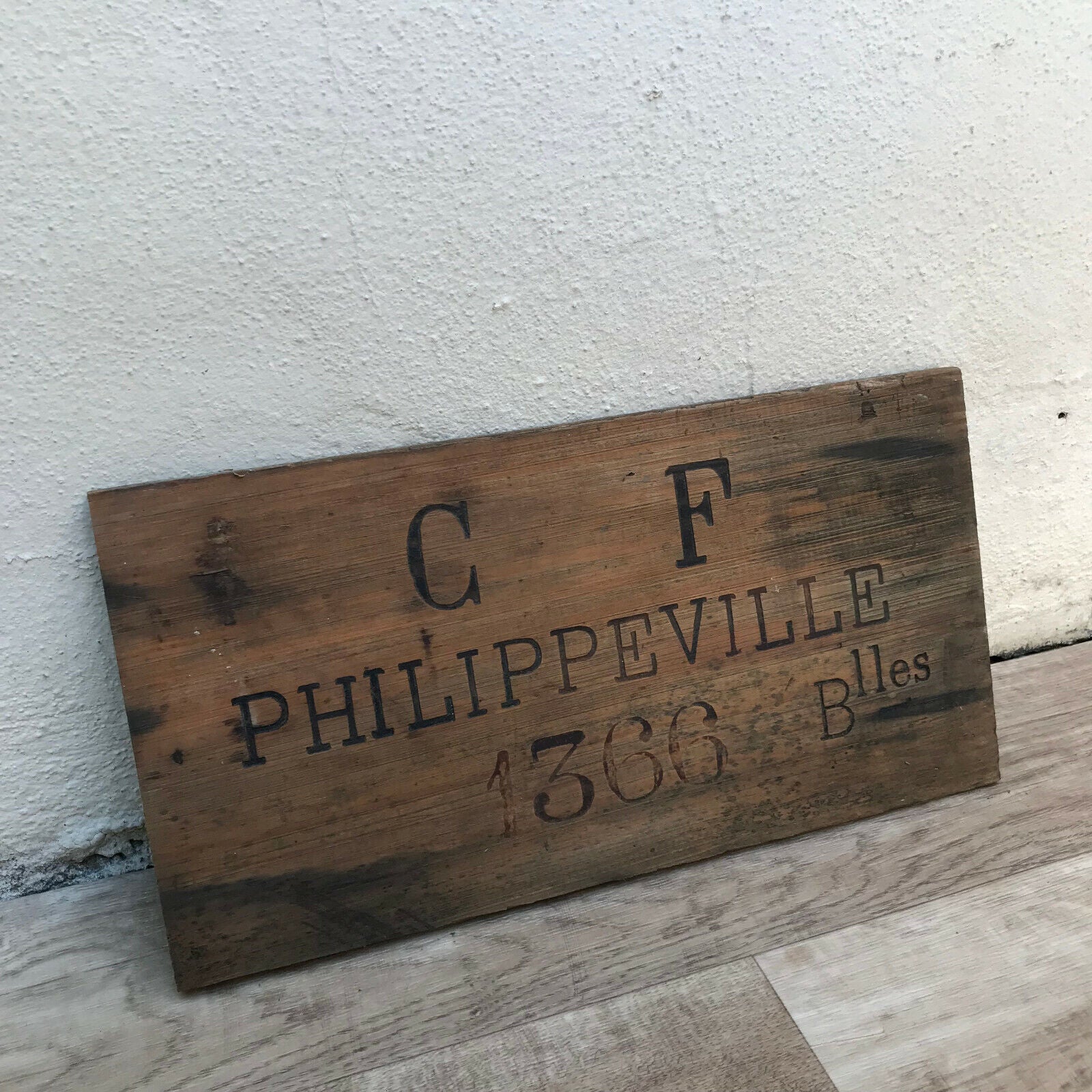 Wine Wood Crate Box Panel Vintage French wall sign PHILIPPEVILLE  0803226 - Fleamarketfrance