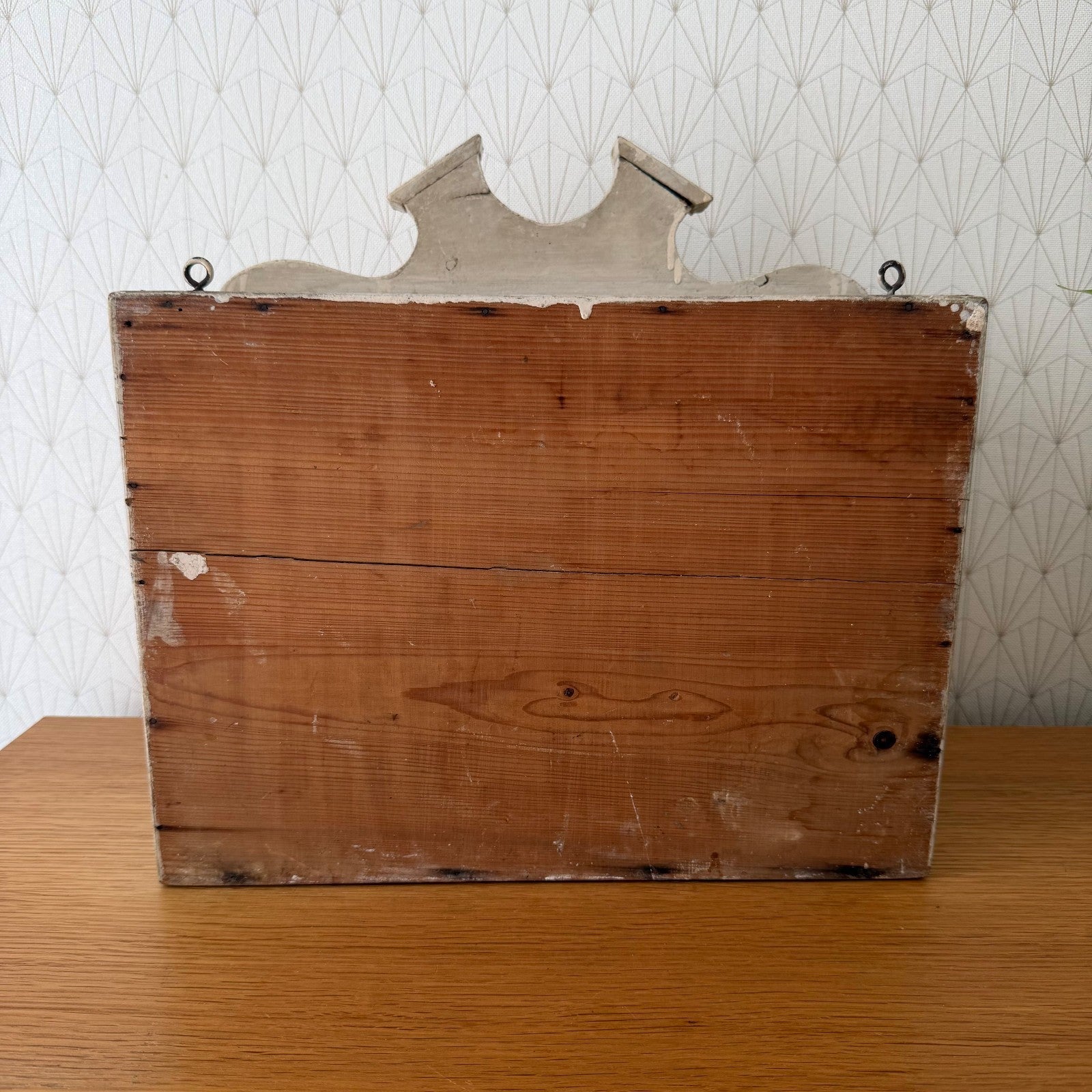 French Antique Wall Shelf Wooden Crown Pediment 3 Tiers Vintage 1908261 Wooden